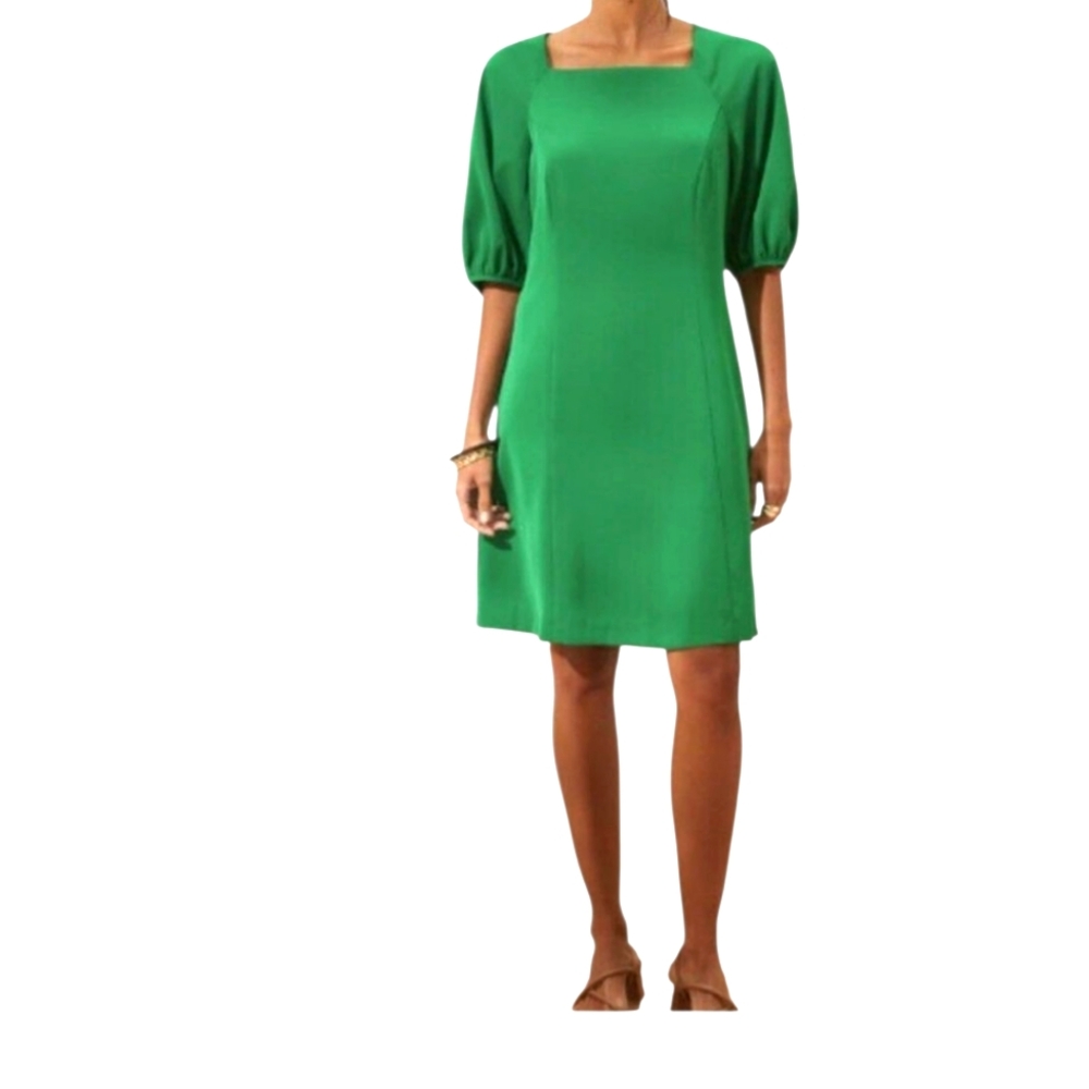 Banana Republic Green Sheath Dress With Bishop Sleeves Size S